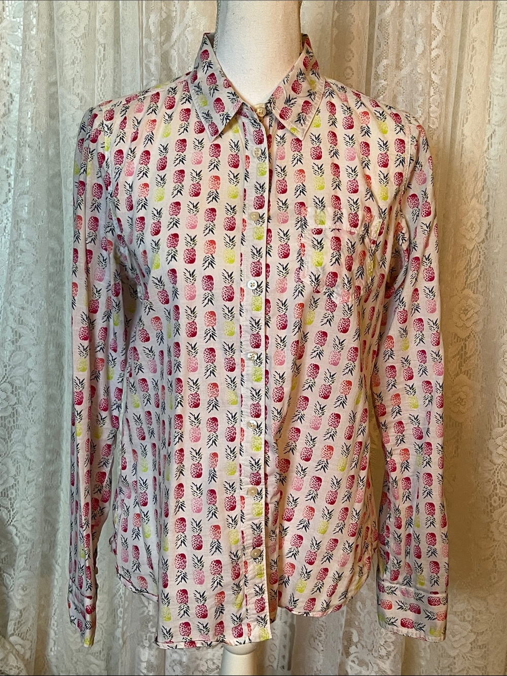 STYLUS Pineapple Print Button Down Shirt